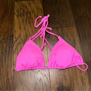 Hot pink ribbed swim top